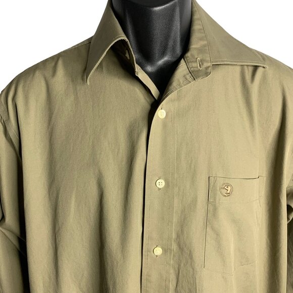 Duck Head Button Up Wrinkle Free Shirt M Taupe Long Sleeve Chest Pocket Collar - Picture 2 of 6